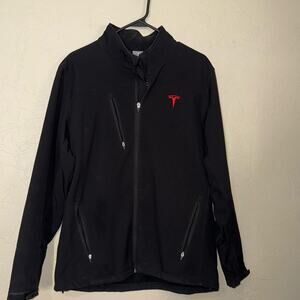 Tesla mens corporate employee jacket black with red logo